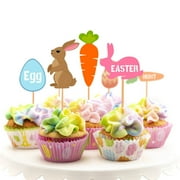 TERGAYEE Easter Decorations 12pc Birthday Cake Card Easter Party Carrot Plug In Cake Card Disposable Birthday Cake Inserts